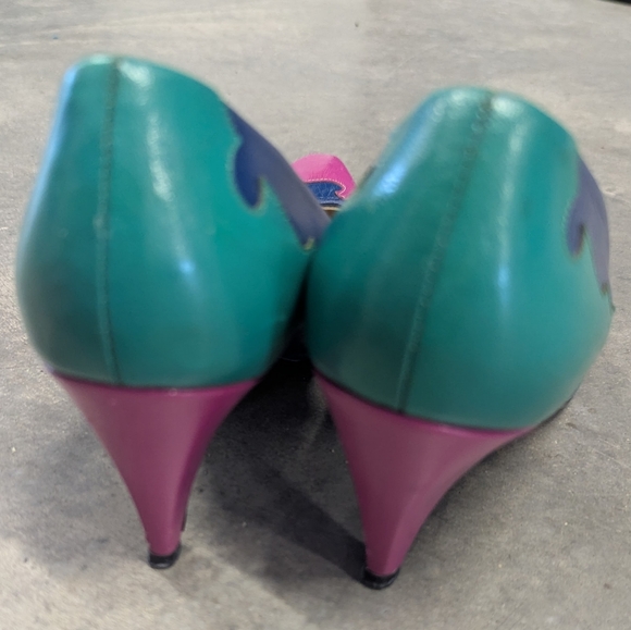 vintage COLORBLOCKED HEELS 1980's 80's 8 8.5 - Picture 7 of 7